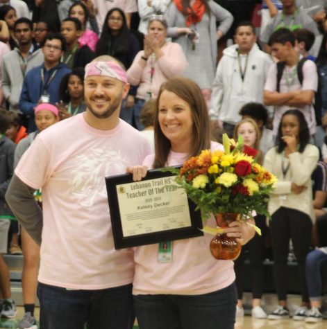 Pink Out Pep Rally on Oct. 24 - Kelsey Decker wins Teacher of the Year for LT