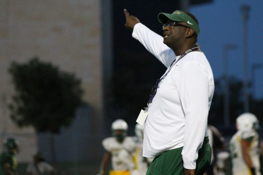 Coach Jackson at the Varsity scrimmage on Aug. 22