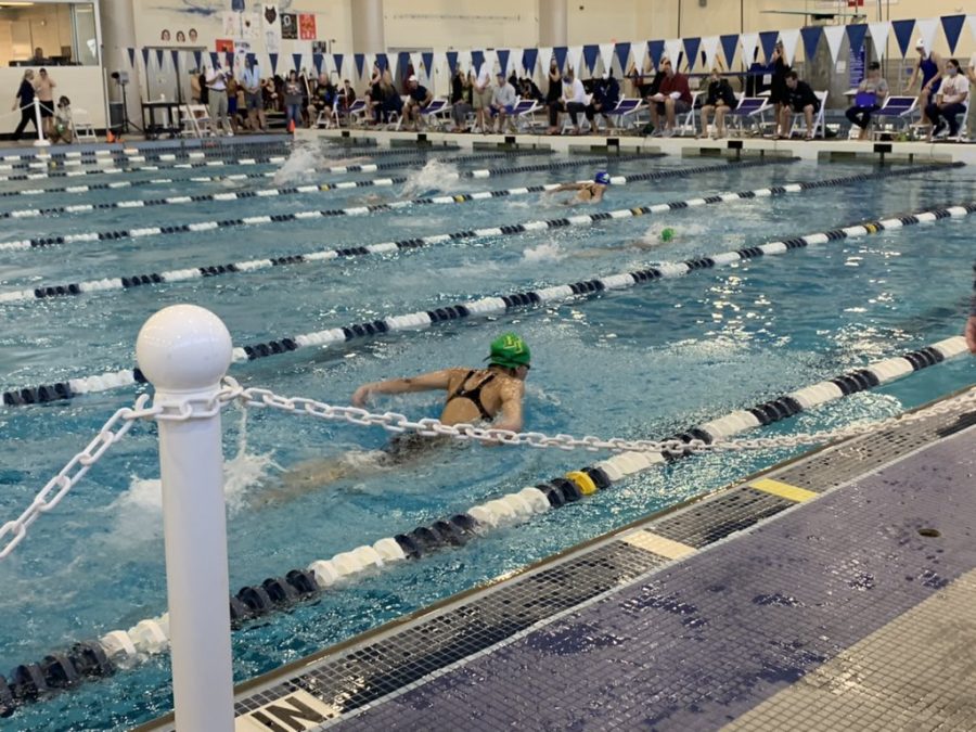 LTHS Swim team does laps to prepare for upcoming swim events on February 9, 2022.