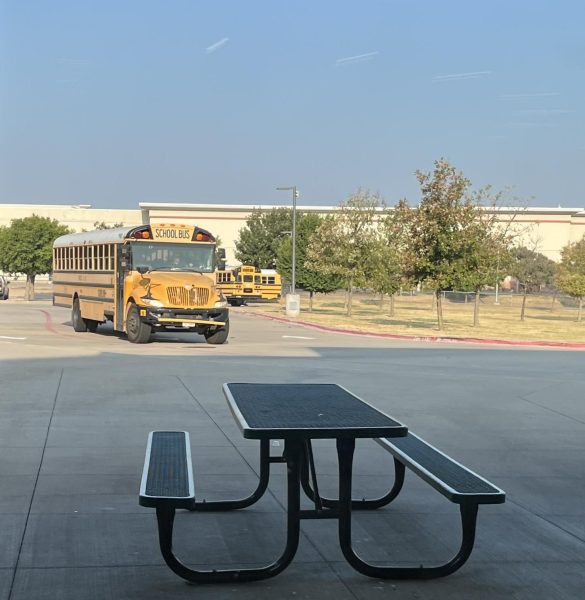 An LTHS Bus departing in the morning. 