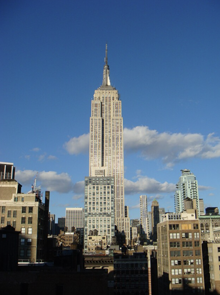 Picture of the Empire State Building, featured as the entrance to Olympus in the books.